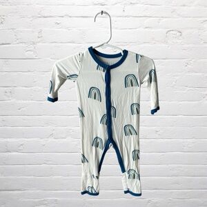 Kyte Baby // Dark Blue Bamboo Rainbow Snap Coverall Romper